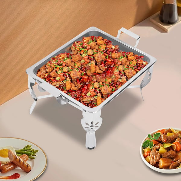 Buffetvarmer - Chafing Dish Sæt - 6 l Rustfrit Stål - Med Spritbrænder - Til Catering & Fest - Sølv