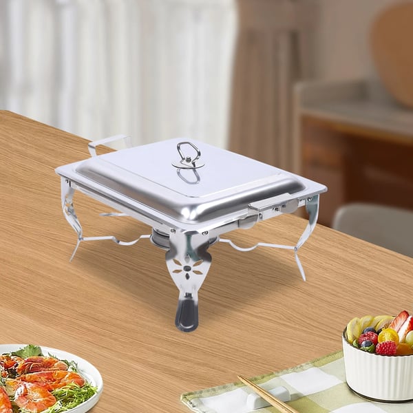 Buffetvarmer - Chafing Dish Sæt - 6 l Rustfrit Stål - Med Spritbrænder - Til Catering & Fest - Sølv