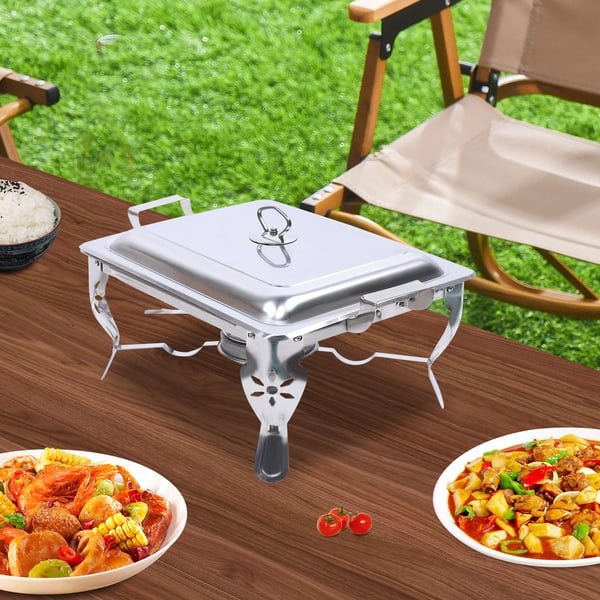 Buffetvarmer - Chafing Dish Sæt - 6 l Rustfrit Stål - Med Spritbrænder - Til Catering & Fest - Sølv