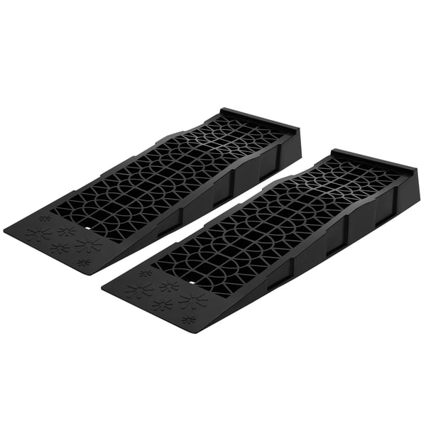 Bilramper - Service køreramper 2-pak - Kapacitet 5 t - Skridsikker PP - Mål 69,8×20 cm - Højde 7,8 cm - Til vedligeholdelse - Sort
