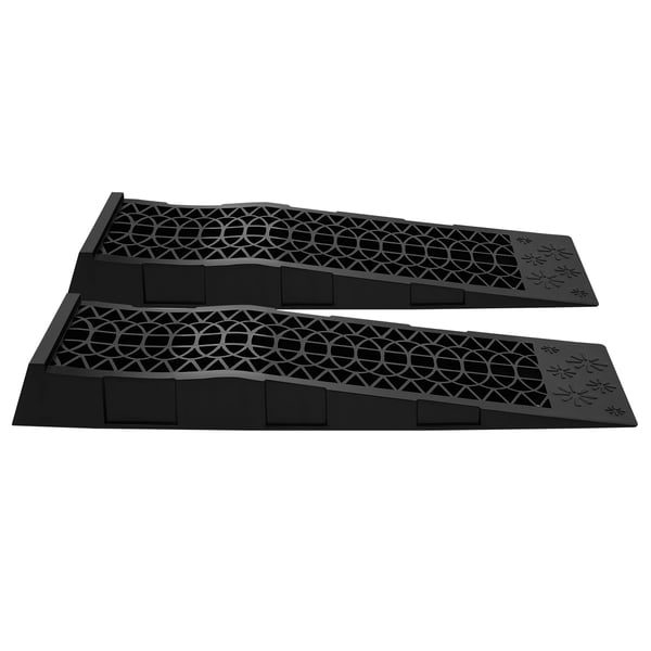 Bilramper - Service køreramper 2-pak - Kapacitet 5 t - Skridsikker PP - Mål 69,8×20 cm - Højde 7,8 cm - Til vedligeholdelse - Sort