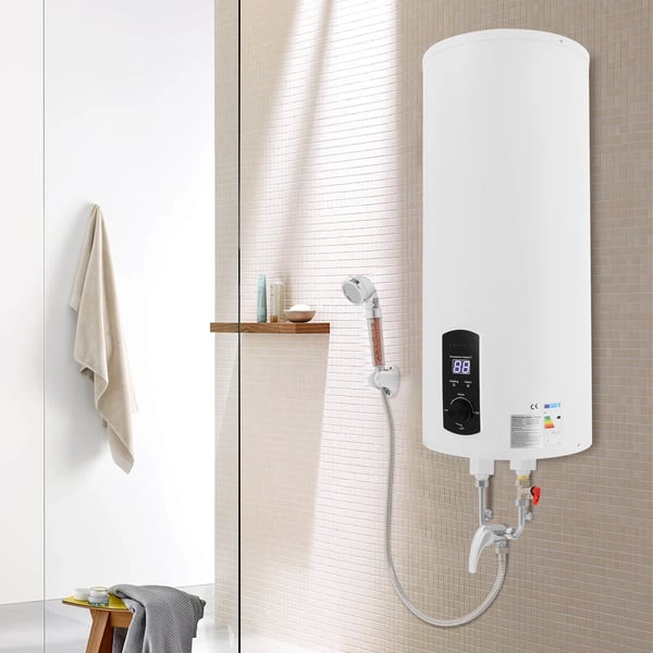 Varmtvandsbeholder - Elektrisk vandvarmer - 60 l - Vandret - 2000 W - 220 V - 25–75 °C - Hvid