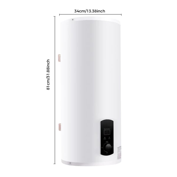 Varmtvandsbeholder - Elektrisk vandvarmer - 60 l - Vandret - 2000 W - 220 V - 25–75 °C - Hvid