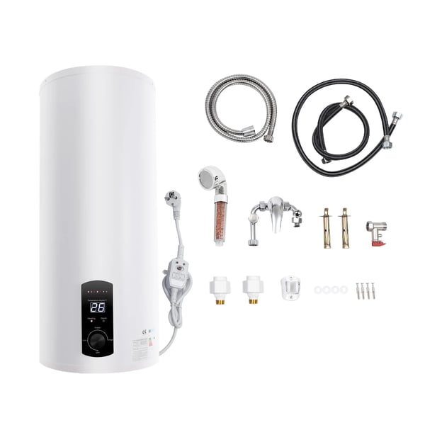 Varmtvandsbeholder - Elektrisk vandvarmer - 60 l - Vandret - 2000 W - 220 V - 25–75 °C - Hvid