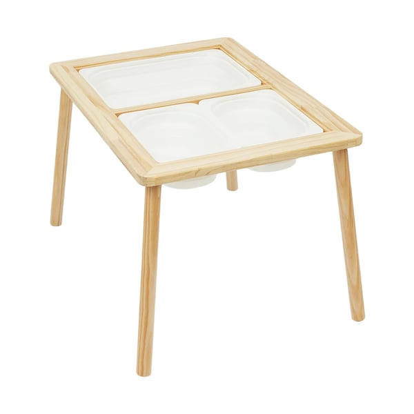 Aktivitetsbord för barn - Rektangulärt träbord - 3 förvaringsfack - Släta kanter - 73,7×53,3×50,8 cm - Svart