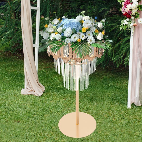 Blomsterstativ borddekoration - Centerpiece - K5-krystal, akryl & jern - Højde 60 cm - Til bryllup & fest - Guld