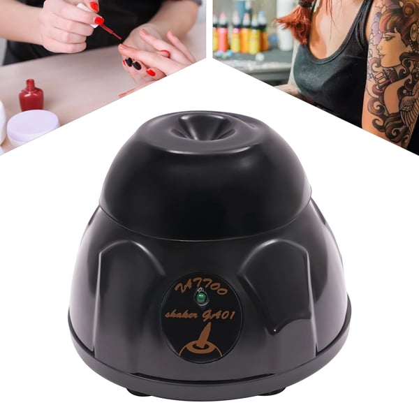 Tatueringsbläck & nagellack blandare - Mini vortexskakare - 5200 rpm - 4,5 mm omlopp - Halkfri bas - EU-kontakt 100–240 V - Svart