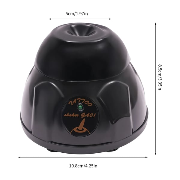 Tatueringsbläck & nagellack blandare - Mini vortexskakare - 5200 rpm - 4,5 mm omlopp - Halkfri bas - EU-kontakt 100–240 V - Svart
