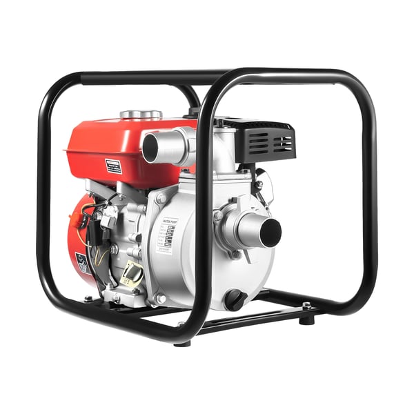 Bensin vattenpump - Trädgårdspump - 5 cm anslutning - 7,5 hk 4‑takt - 3600 varv/min - 7,5 m slang - För avlopp & bevattning