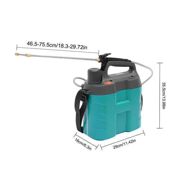 Tryksprøjte 8 L - Batteridrevet elektrisk - Til vanding, gødskning, plantebeskyttelse, bilvask - Plast - Blå