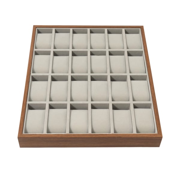 Klocklåda - Klockbox - 24 Fack - Rektangulär - Display - Smyckesbox - Blandade Material - Grå