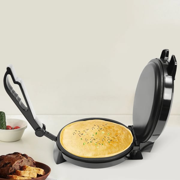 Elektrisk crêpe-/pandekagemaskine - BM-926 - 1200 W - Dobbeltsidet opvarmning - Nonstick - Justerbar 200–260 °C - 220 V EU-stik - Sort/Sølv