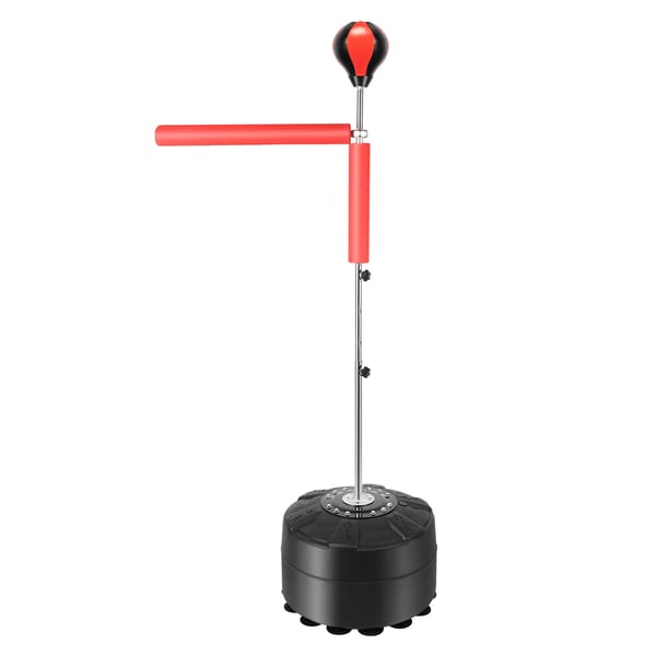 Refleks boksebold - Fritstående Punching Ball - Højdejusterbar 130,5–157,5 cm - 360° Svingarm - 90° Returvinkel - Rød/Sort