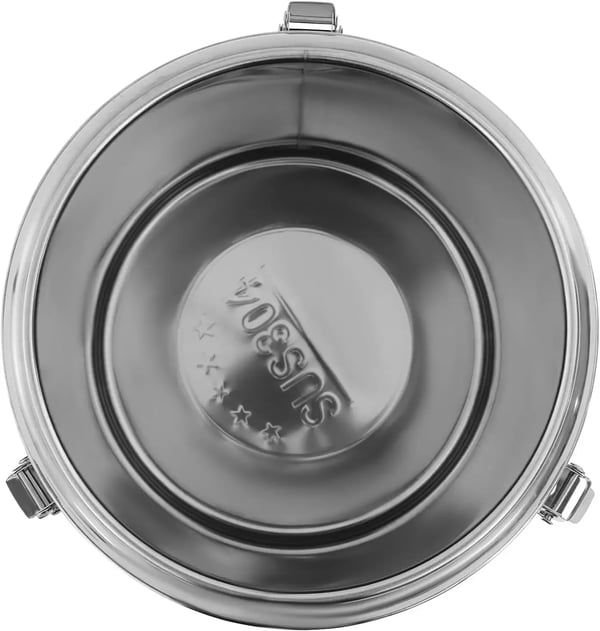 Termisk madbeholder - 20 l rustfrit stål - Isoleret - Låg med håndtag - Låseclips - Til catering - Sølv