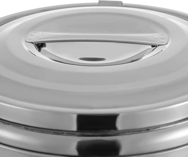 Termisk madbeholder - 20 l rustfrit stål - Isoleret - Låg med håndtag - Låseclips - Til catering - Sølv
