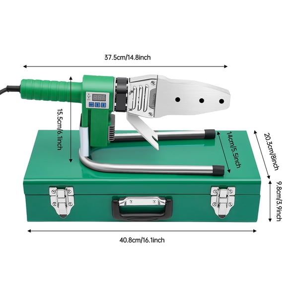 Plastrørsvejser - Model 32 - 1500 W - 220 V - Polyfusionssvejsning - PPR/PE/PP/HDPE/PPC - Håndholdt - Fritstående