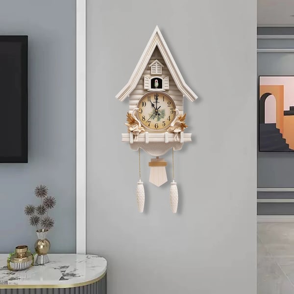Gøkur - Vægur - Støjsvagt urværk - Justerbar lydstyrke - Batteridrevet (batteri medfølger ikke) - Husformet - Plast - 32,5×11×69,1 cm - Hvid