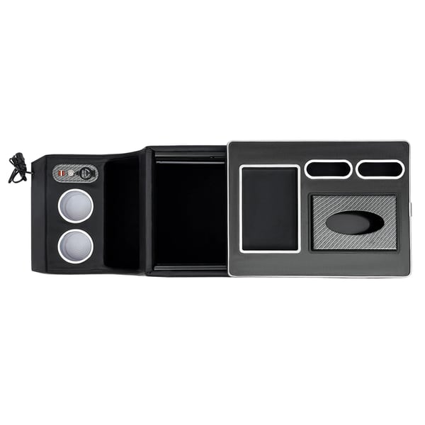 Armlænskonsol - Til W639 - LED-lys - Stik 12–24 V 120–250 W - Direkte udskiftning - Træ & PU - Mål 54×20×40 cm - Sort