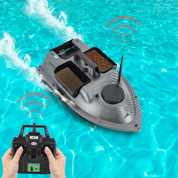 RC agnbåd - Fjernstyret fiskebåd - 16 positioner - Natlys - LCD-fjernbetjening - ABS-konstruktion - Grå