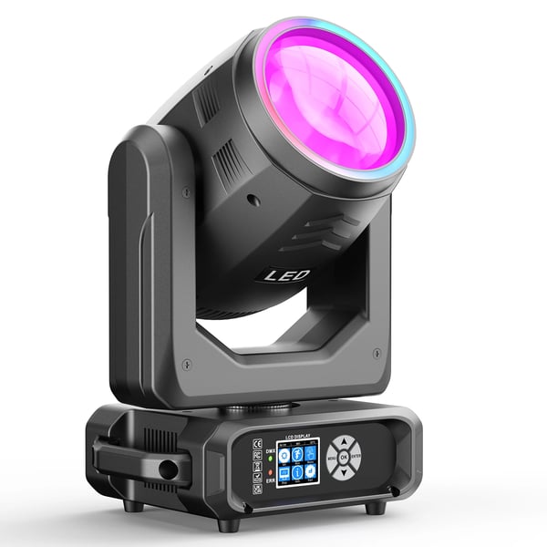 LED Moving Head Beam - Scenelys - 200W - DMX512/RDM - 12 Farver, 15 Gobos - 18-Facet Prisme 360° - Zoom - Varmt Lys
