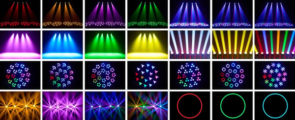 LED Moving Head Beam - Lavavalo - 200W - DMX512/RDM - 12 Väriä, 15 Goboa - 18-Fasettiprisma 360° - Zoom - Lämmin Valo