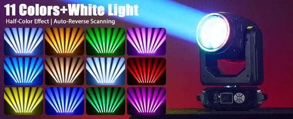 LED Moving Head Beam - Lavavalo - 200W - DMX512/RDM - 12 Väriä, 15 Goboa - 18-Fasettiprisma 360° - Zoom - Lämmin Valo