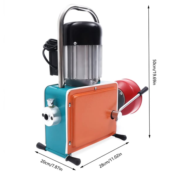 Rør- og afløbsrenser - Elektrisk maskine - 1000 W, 220 V, Ø20–150 mm, Renselængde 30 m, Fjeder 12 m, 16 mm spiralsæt - Flerfarvet