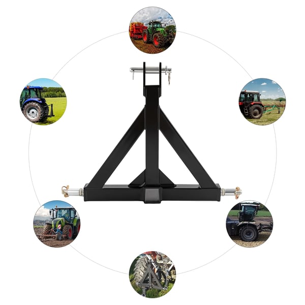 Traktor 3-punkts Anhængertræk - Receiver-adapter - Receiver 5,08 cm - Svejset Jern - Belagt Overflade - Sort