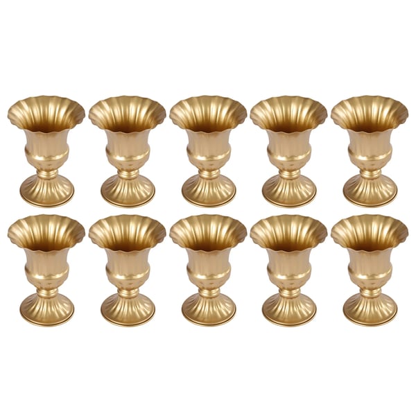 Blomstervaser til borddekoration - Vasekrukker til bryllup - 10-pak, PP-plast, højde 16 cm, genanvendelige - Guld