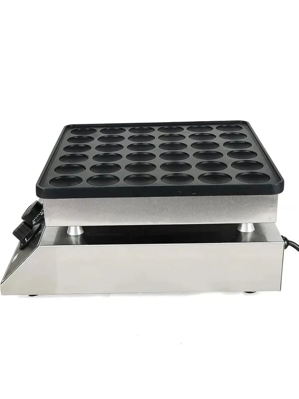 Poffertjes-/Minipannkaksmaskin - Elektrisk Bordsmodell - 36 Hål - Gjutjärn Med Nonstickbeläggning - 1 kW - Termostat 50–300 °C - För Hem & Café