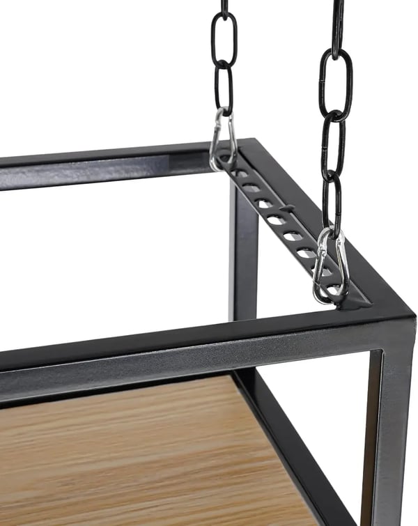 Vinglasholder & vinstativ - Loftmonteret hylde - Flydende design - 1 niveau - Med glasophæng - Sort