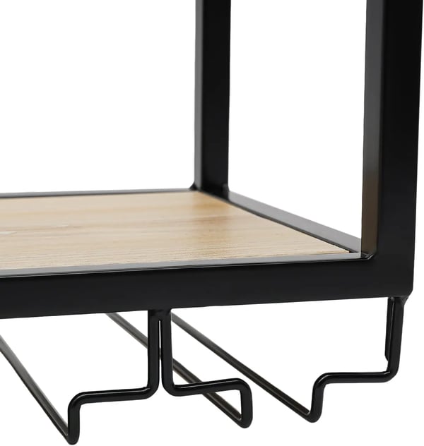 Vinglasholder & vinstativ - Loftmonteret hylde - Flydende design - 1 niveau - Med glasophæng - Sort