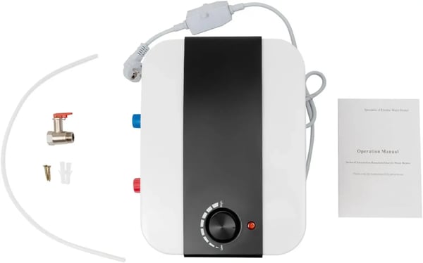 Vandvarmer til køkken - Under vask 6 l elbeholder - 1500 W - 220 V AC - 0–65 °C - Hvid