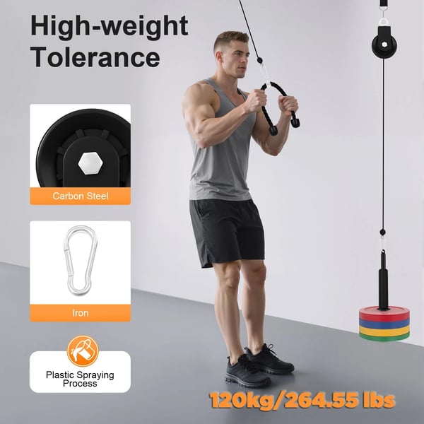 Kabeltrækssystem - Kabelmaskine til hjemmet - Lat pulldown/Nedtræk - Triceps - Underarm - Brysttræning - Styrketræning - Sort