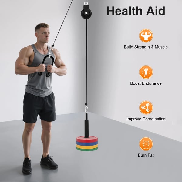 Kabeltrækssystem - Kabelmaskine til hjemmet - Lat pulldown/Nedtræk - Triceps - Underarm - Brysttræning - Styrketræning - Sort