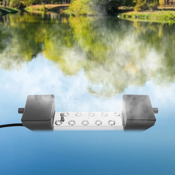 Ultraääni sumugeneraattori Mist Maker - Sumutin/Fogger - 304 ruostumaton teräs - Syöttö 90–130V, DC 45V - ≤20 l - 7 m² sisä/5 m² ulko - 28×7,8×4,5 cm