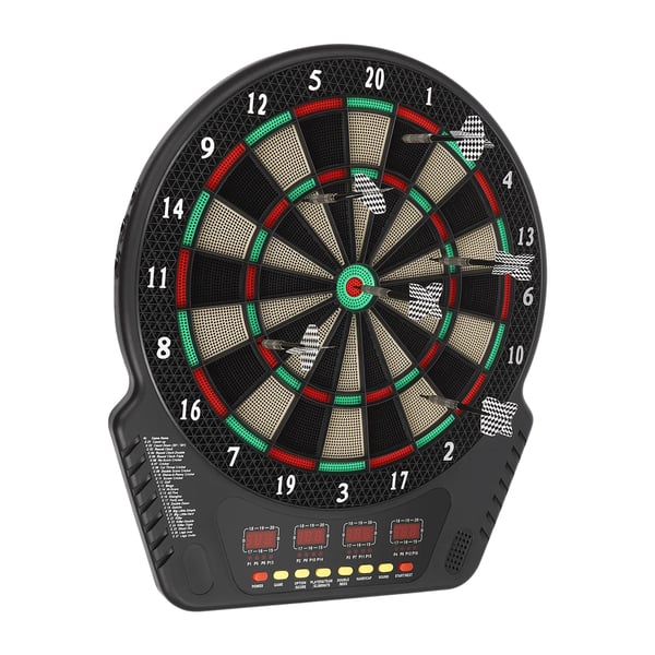 Elektronisk dartskive - Sæt - 27 spil - 6 pile - Automatisk pointtælling - LED-display - Op til 16 spillere - Sort