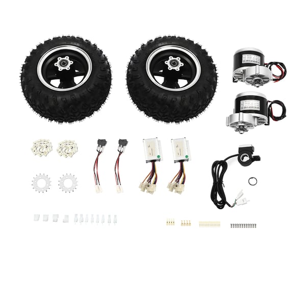 El-løbehjul konverteringssæt - Gearet børstemotor - 24–36V - 250–350W - Bakgear - Tommelgas - Dobbelt hjul - Til Go-kart/ATV - Dyb blå