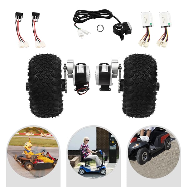 El-løbehjul ombygningssæt - Børstet gearmotor - 24–36V - 250–350W - 10 km/t - 330 o/min - 25,4 cm hjul - Størrelse L - Sort