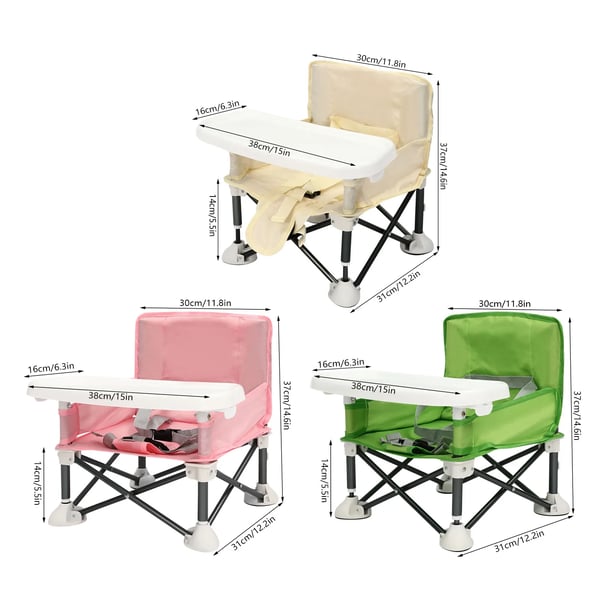Kannettava vauvan tuoli - matkasyöttötuoli - Taitettava, 25 kg, 0–2 v, 31×37 cm, Alumiini & oxford-kangas - armeijanvihreä