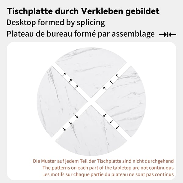 Marmorbord - Rundt spisebord - Ø 100 cm - Skandinavisk stil - Metalstel - Til 4 personer - Hvid