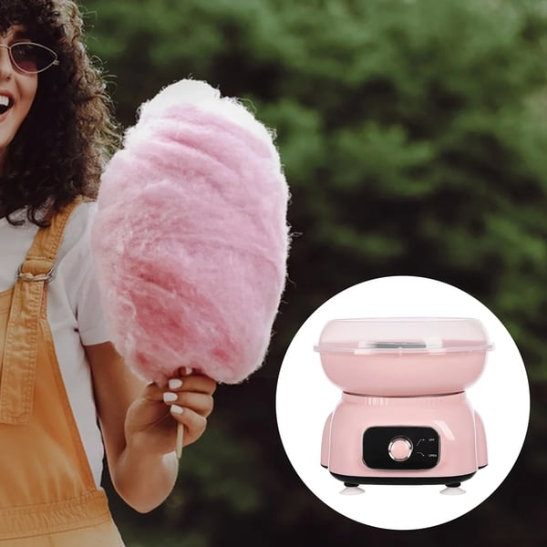 Candyfloss maskine Sæt - Bordmodel - 500 W - 1850 omdr./min - EU‑stik 220 V - Måleske + 10 bambuspinde - ABS - Pink