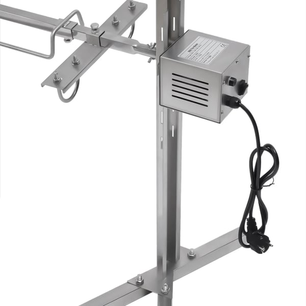 Pattegris Spidgrill - Rotisseri - Rustfrit Stål - Højdejusterbar - Motor 2,5 o/min - Spænding 220 V/50 Hz - Maks 40 kg - Sølv