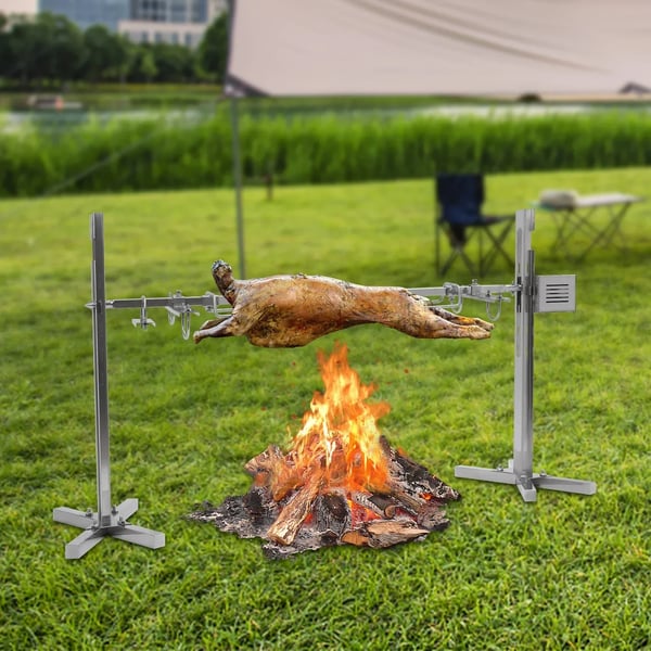 Pattegris Spidgrill - Rotisseri - Rustfrit Stål - Højdejusterbar - Motor 2,5 o/min - Spænding 220 V/50 Hz - Maks 40 kg - Sølv