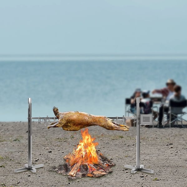 Pattegris Spidgrill - Rotisseri - Rustfrit Stål - Højdejusterbar - Motor 2,5 o/min - Spænding 220 V/50 Hz - Maks 40 kg - Sølv