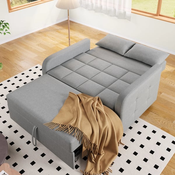 Sovesofa - 2-personers L-formet - Foldbar - Justerbart ryglæn - 180x127 cm - Kompakt design - Lysegrå