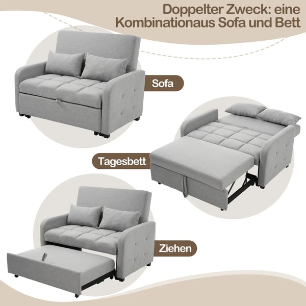 Sovesofa - 2-personers L-formet - Foldbar - Justerbart ryglæn - 180x127 cm - Kompakt design - Lysegrå