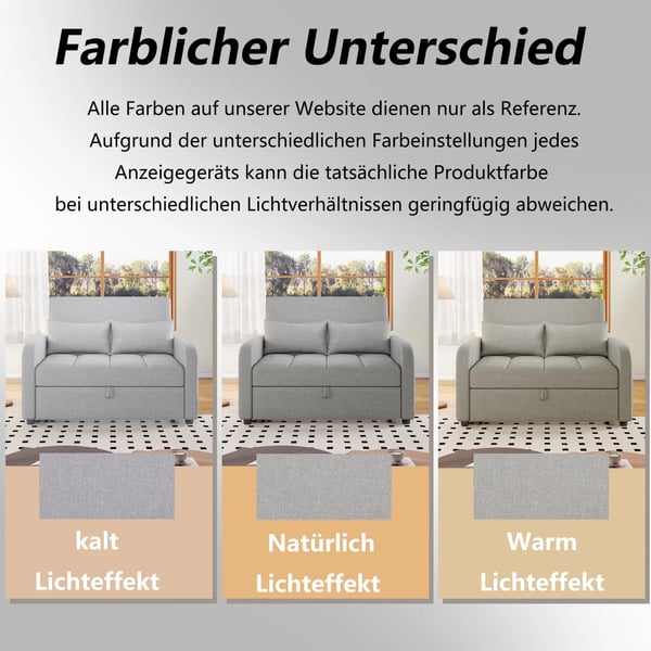 Sovesofa - 2-personers L-formet - Foldbar - Justerbart ryglæn - 180x127 cm - Kompakt design - Lysegrå