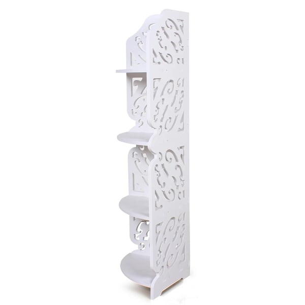 Hjørnehylde - Opbevaringsreol - 4 niveauer - Fritstående - PVC - Pladsbesparende - Hjem & kontor - Hvid