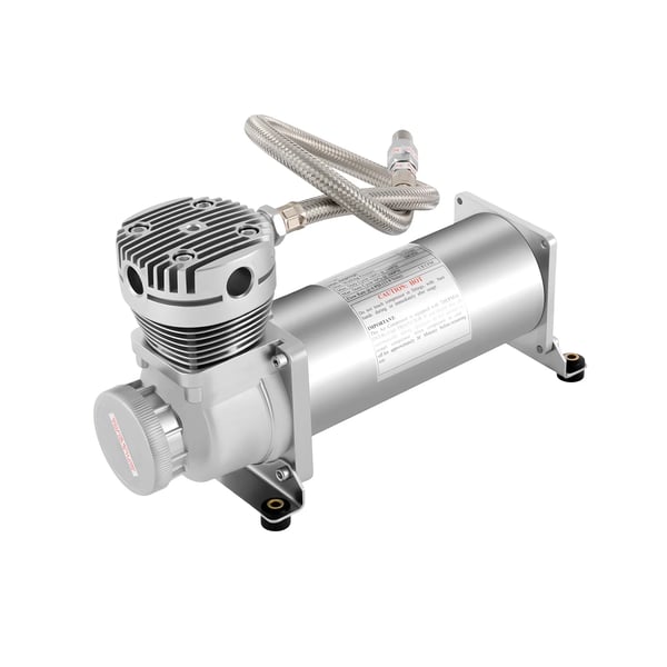Bil Luftkompressorsæt - 12V DC Luftaffjedringspumpe - 200 PSI - NPT 6,35 mm Gevind - Ekstra Kraftig - Til Dæk & Air Ride - Sølv